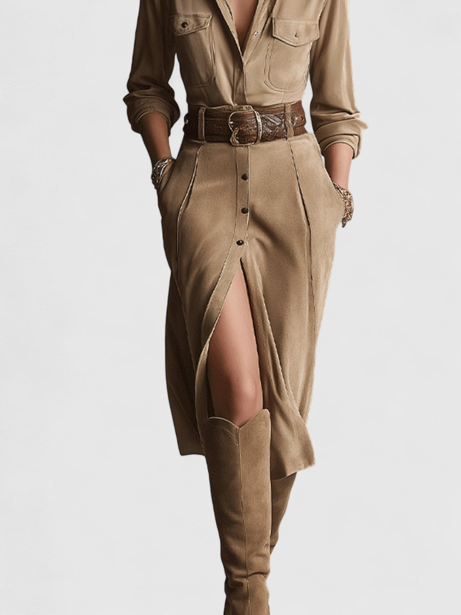 Savannah seemisnahast nööpidega midikleit