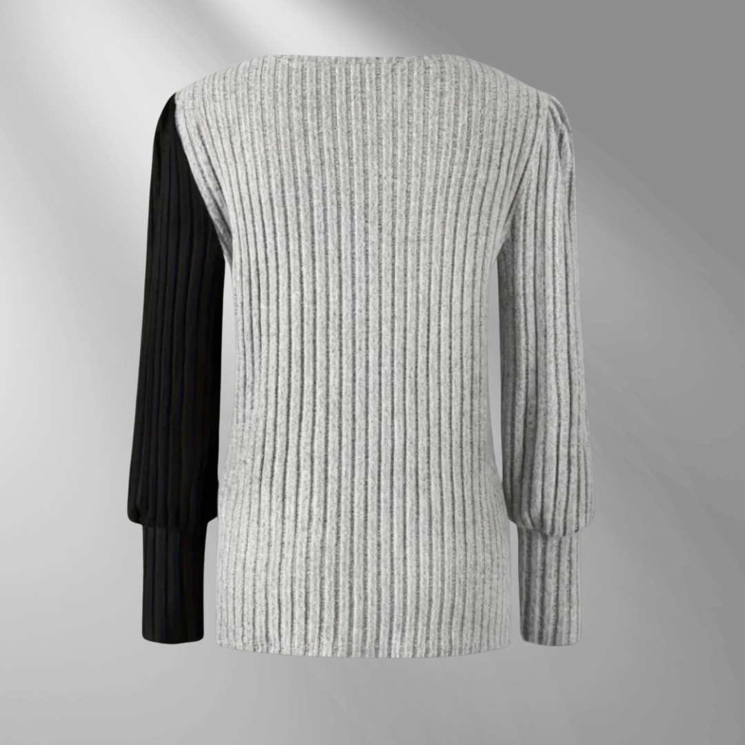 KAIA | Elegant stickad långärmad blus med knappar