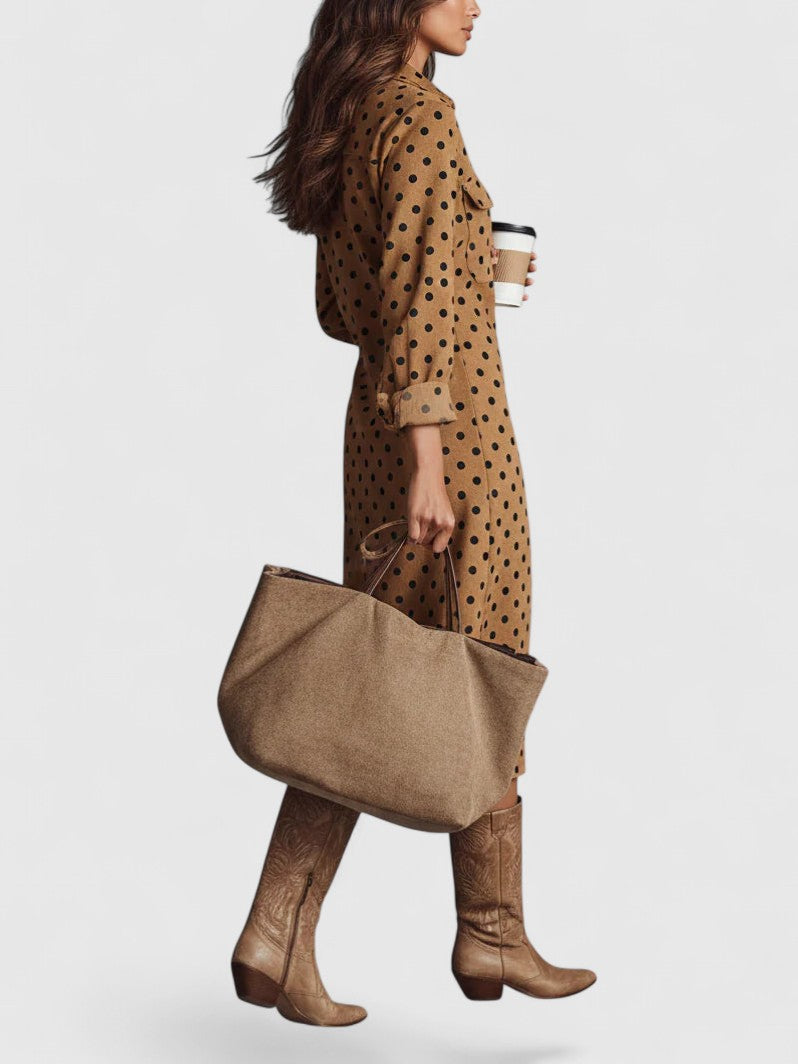 Maribelle | Vintage täpiline seemisnahast midikleit