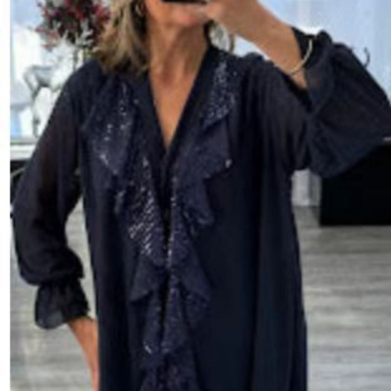 Sophia | Elegantne V-kaelusega litritega pluus