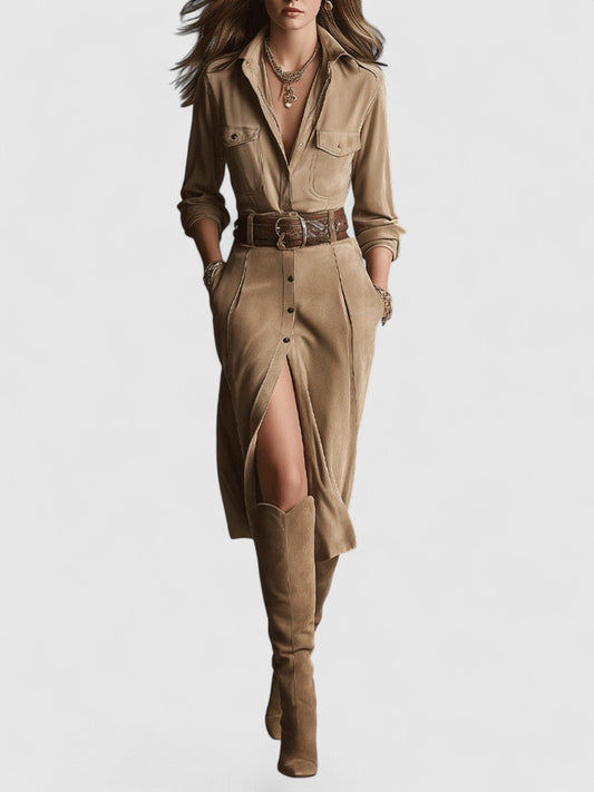 Savannah seemisnahast nööpidega midikleit