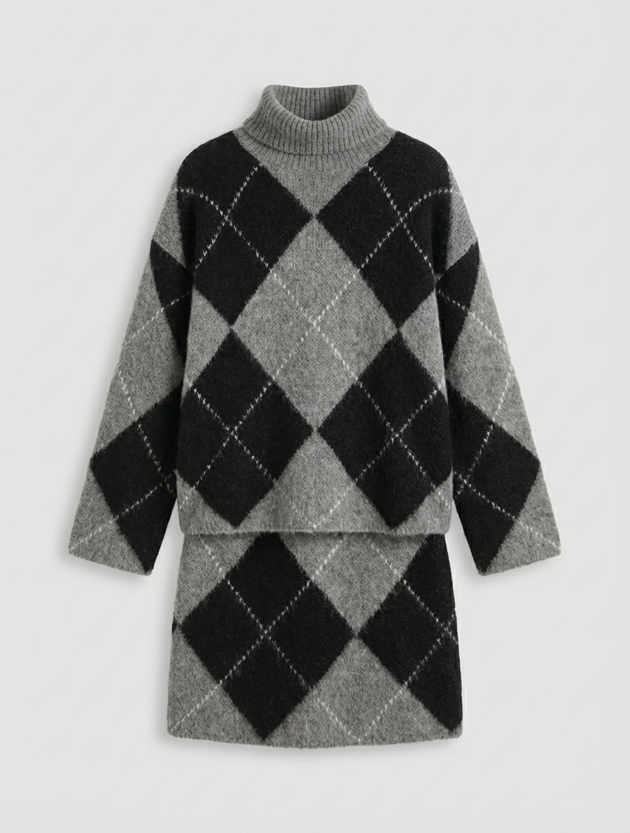 Elena | Elegantne kaheosaline komplekt klassikalise teemantmustriga