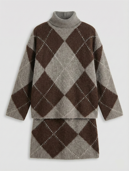 Elena | Elegantne kaheosaline komplekt klassikalise teemantmustriga