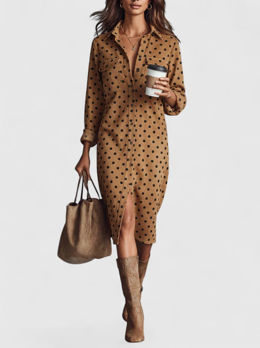 Maribelle | Vintage täpiline seemisnahast midikleit